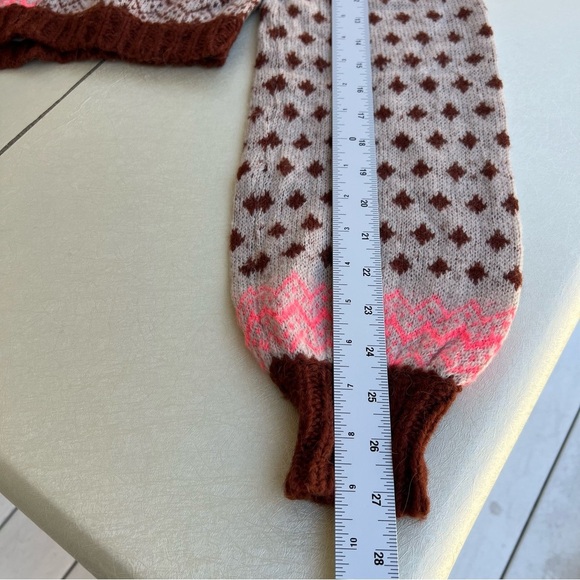 Free People Snow Globe Pullover Pink Brown Patterned Sweater Women’s Size S/M - Picture 6 of 8